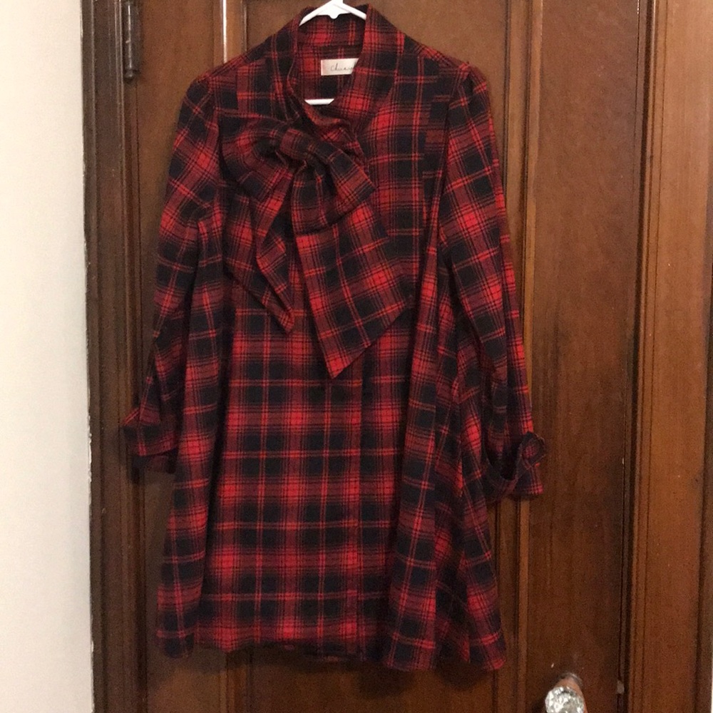 Adorable plaid swing coat